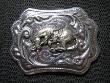 WESTERN BUCKING BRONCO BELT BUCKLE VINTAGE 1980s HONG KONG COWBOY COWGIRL