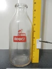 MIDWEST Dairy One Quart Milk Bottle Clear Glass Vintage