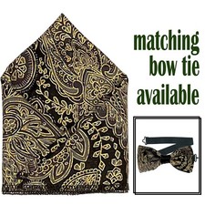 Elegant Paisley Pocket Square  Bow Tie Wedding Prom New Year Party Christmas