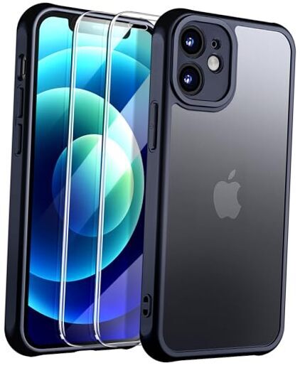 [3 in1 for iPhone 12 Mini Case, [Anti-Yellowing] [Military-Grade Black