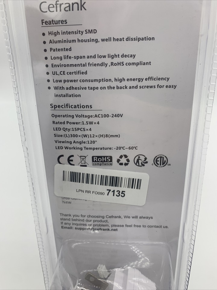 Set of 4 LED Light Strip Bar Warm White Kitchen Under Led Lamp