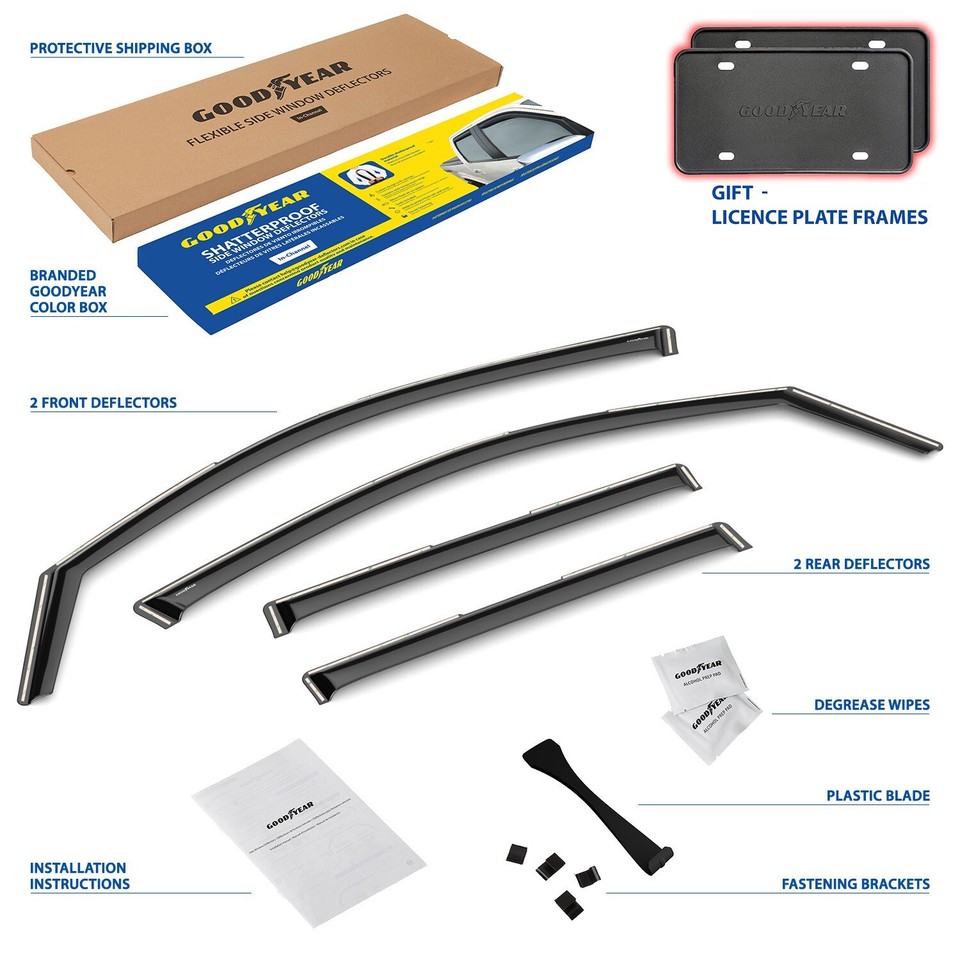 4-Piece Window Visor Rain Guards For 2020-2025 Toyota Corolla Hatchback – Tape-On, Black