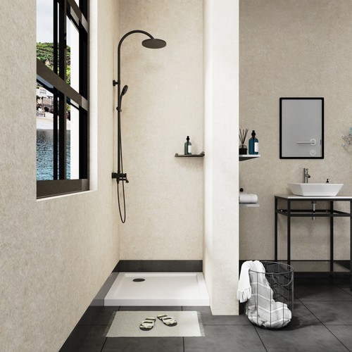 Base de ducha de drenaje de esquina de 32""x32"" blanca para apartamento - Imagen 15 de 16