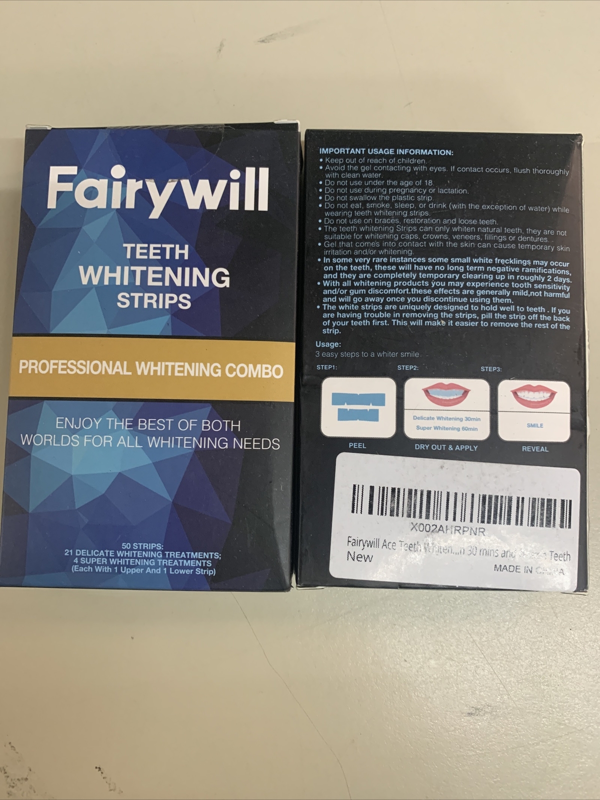 Lot of 2 Ace Teeth Whitening Strips 50 Pack, Fairywill Professio