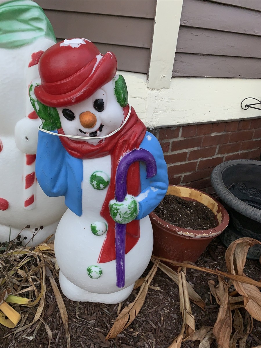 1971 Empire Plastics Blow Mold Snowman w/cane & Red Hat | eBay