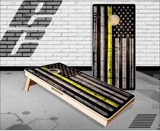 Thin Yellow Line Flag Wood Cornhole Boards Bean Bag Toss Game