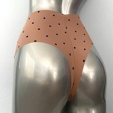 Victoria's Secret No Show Illusions Blush Black Dot High Waist Thong Panty XL