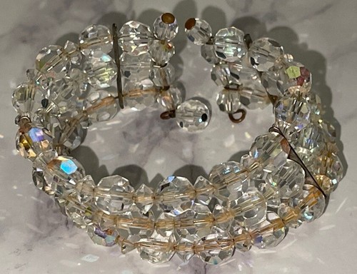 Vintage Crafting Wear Crystal Clear Wire Cuff Bracelet JH-56 - Picture 2 of 11
