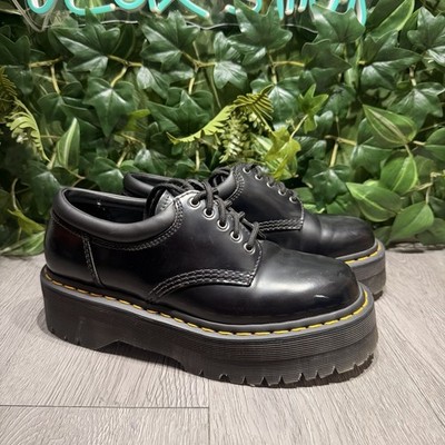 Dr. Doc Martens Women s 8053 Quad Platform Oxford Sz 8 Black Smooth Leather