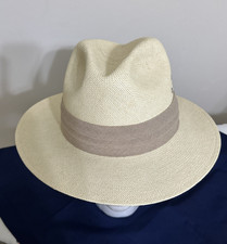 Men  s Stetson Mallory Hat Size M Cream Color Panama Fedora Straw USA Made