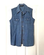 Universal Thread Sleeveless Blue Denim Vest w Front Pockets, Size XS