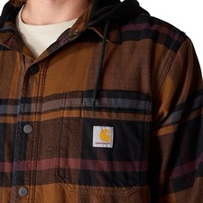 Carhartt Rugged Flex Sherpa-Lined Flannel Shirt Jac in brown plaid Size M/L