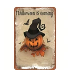 Halloween Is Coming Vintage Tin Metal Sign Rustic Wall Decor 8x12