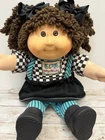 1990 HASBRO Cabbage Patch Kids POPCORN Brunette #15 Girl Doll Checkered CPK Top