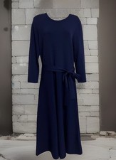 Eliza J Navy Blue Midi Santana Knit Pullover Dress Sz Large