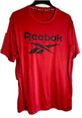Reebok Men s Graphic T-Shirt Red Vector Big Logo 100% Polyester Performance Tee