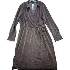 NEW 89 Lane Bryant Faux Wrap Midi Dress Woman Plus Size 18/20 Shimmer 1X