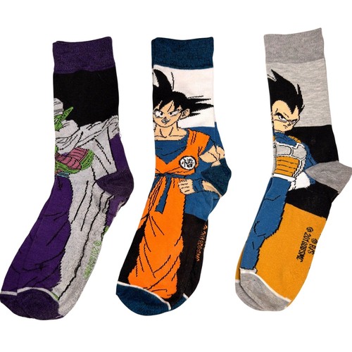 Dragon Ball Z Crew Socks 3 Pair Lot Goku Vegeta Piccolo Anime Mens Graphic