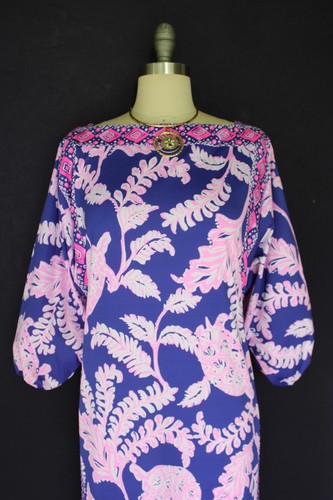 Lilly Pulitzer Silva Maxi Dress caftan tunic Galaxy blue What the Shell NWT 0 - Picture 7 of 12