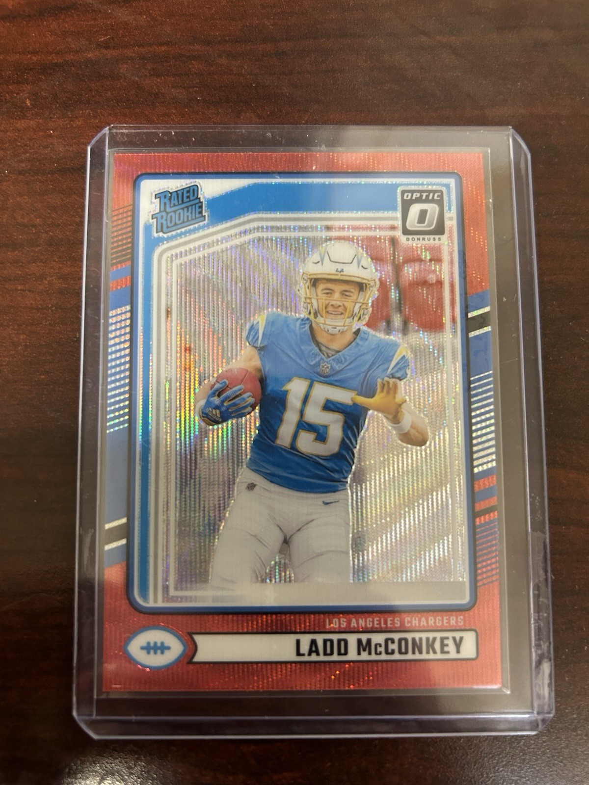 2024 Panini Donruss - Ladd McConkey #328 Optic Preview Red Wave Prizm (RC)
