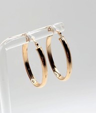 Beautiful 14kt Yellow Gold Ladies Oval Hoop Earrings, 1.6 grams