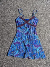 Urban Outfitters Mini Dress Small Blur Marble Print Floral Lace Trim Babydoll