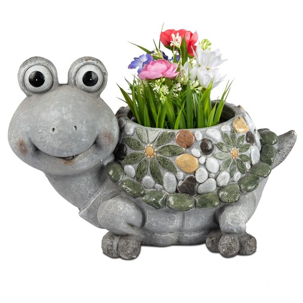 Dekofigur SchildkröTe Stones Zum Bepflanzen 36Cm Grau GrüN Magnesia Formano S26-image