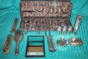 VERY RARE TIFFANY $ CO MAKERS NY 16 PIECE STERLING SILVER VANITY SET W ORIG CASE