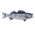 Vintage Fishing Bait Sign - Striped Bass Fish Porcelain Gas Pump Sign