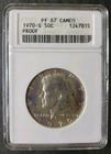 1970 S Proof 50c Kennedy Silver Half Dollar ANACS PF67 Cameo