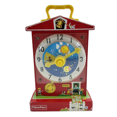 Fisher-Price Music Box Teaching Clock 998 Mattel Windup Schoolhouse Musical Toy