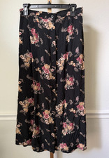Vintage 90s Dark Floral Cottagecore A-Line Maxi Skirt Large Witchy Garden Party