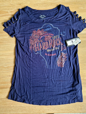 HRC Hard Rock Cafe Glasgow Anti Established Tee Girls Size M NWT OVP NP33$