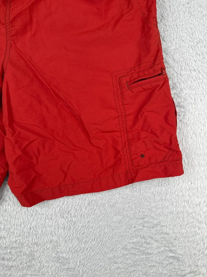 VINTAGE Columbia Pantalones Cortos Hombres Medianos Rojo Forrados con Sudor Cinturón Nylon Caminata Kayak 34x9 Foto 2 de 4