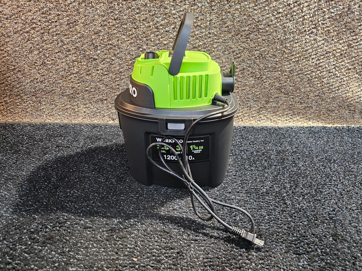 Workpro W125080A Portable Wet/Dry Vacuum Cleaner 2.5 Gallon 3 Peak