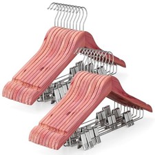 TOPIA HANGER American Red Cedar Wooden Hangers with Adjustable Metal Clips and