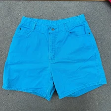 Vintage 90s Gitano High Rise Teal Turquoise Blue Mom Jean Shorts - Size 14