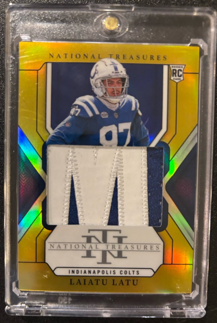 Laiatu Latu Panini National Treasures #220 Patch-Premium Gold
