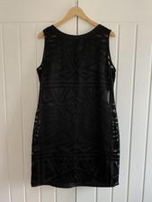 M&S Autograph Ladies Black Mesh Body Con Over Knee Sleeveless Dress UK 14