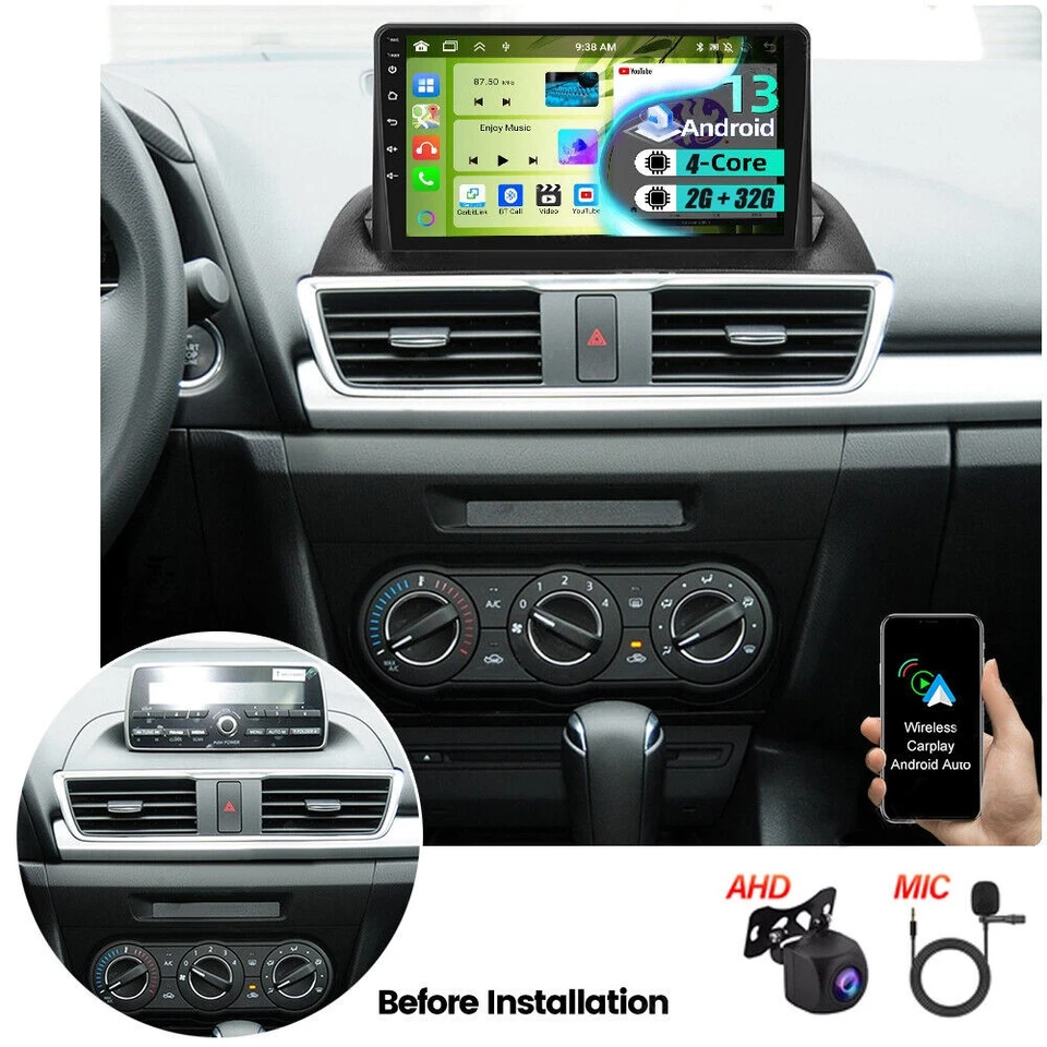 For Mazda 3 Axela 2014-2019 Android 13 Carplay Car Stereo Radio GPS Nav w/Camera - Image 2 of 4