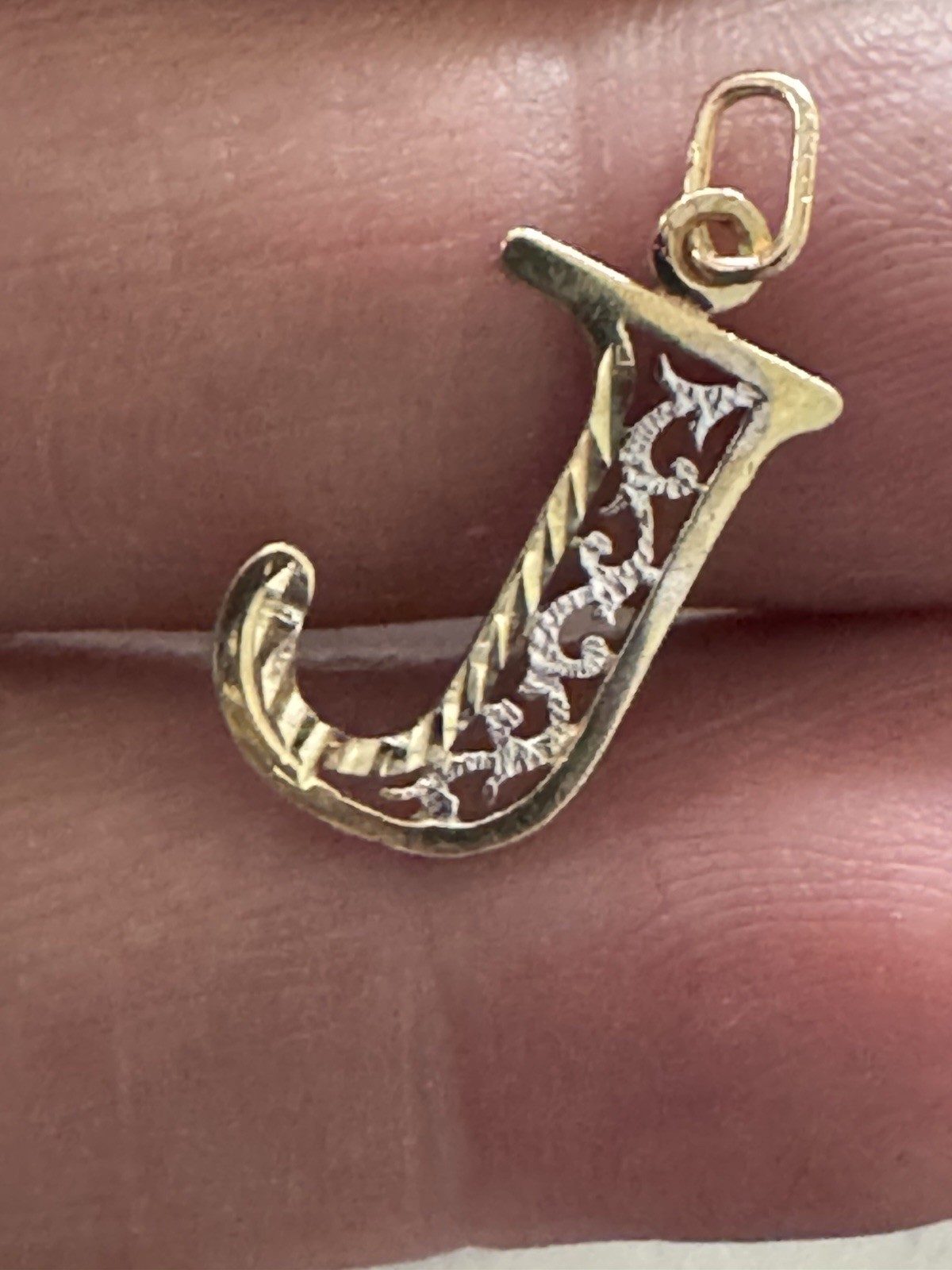 14K Yellow Gold Letter “J” Initial Charm Pendant 0.5 Grams