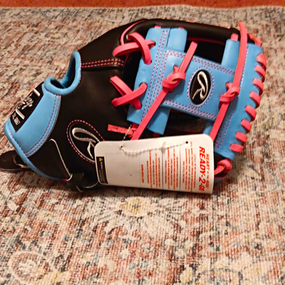 Rawlings Ready-2-Go PRO204W-2BCB 11.5'' RHT Baseball Glove Black/Blue/Pink