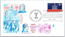 U.S. SPECIAL EVENT CACHET COVER BICENTENNIAL FIRST CONTINENTAL CONGRESS 1974 B