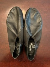 SO DANCA Jazz Shoes Black Leather Split Sole Slip-On Dance Shoes Size 9M USA