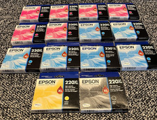 Lot of 14 Genuine Epson 220XL Ink Date: 2028 5 2027 3 2026 4 2025 1 2018