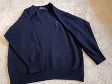 Pringle Nick Faldo Golf Knit Jumper 100% Pure Wool Scotland Blue Mens Medium