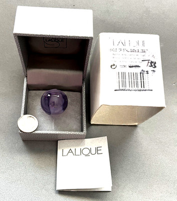 LALIQUE Purple Lavender Color Cabochon Crystal Ring US Size 7 (EU 54) New in Box