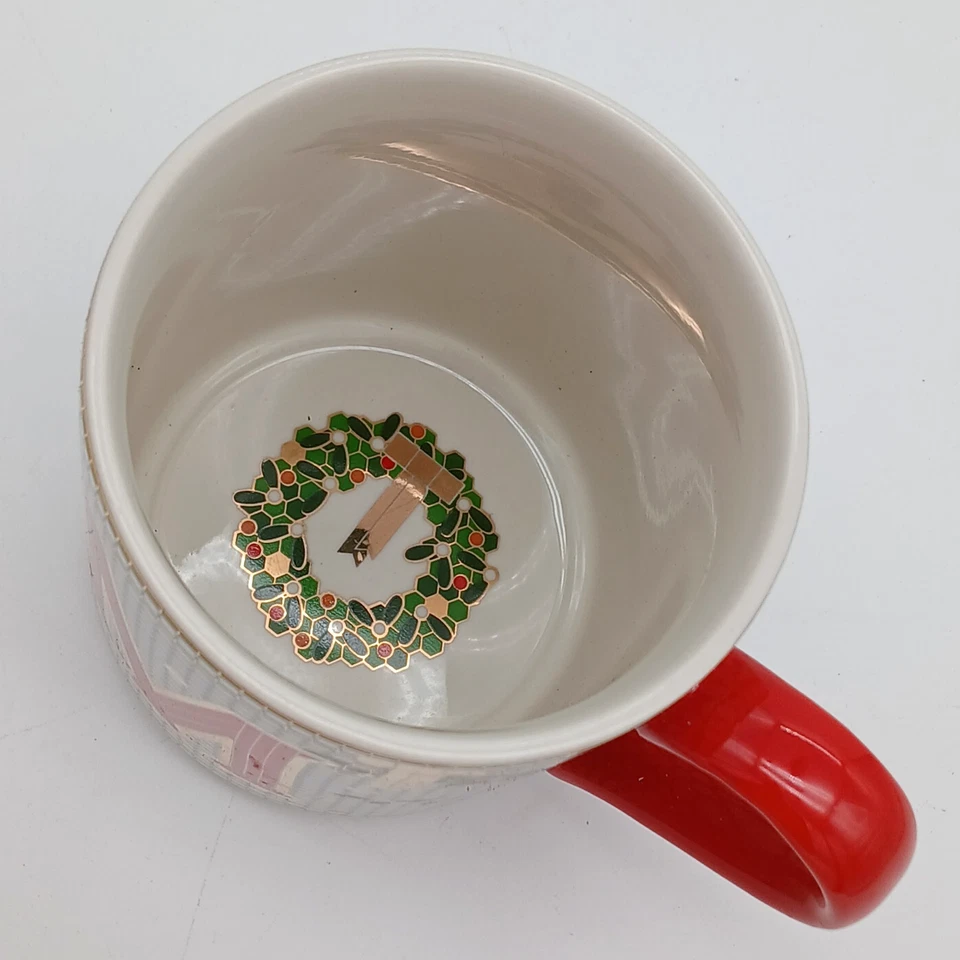 ANTHROPOLOGIE Azulejo Festivo Bistro MONOGRAMA INICIAL 'M' Taza de Navidad con Pegatina Foto 4 de 4