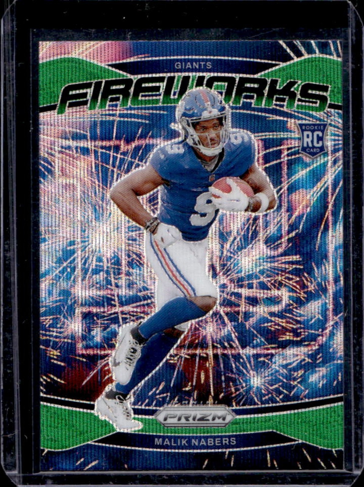 2024 Prizm Malik Nabers Fireworks RC Green Wave #21 Giants