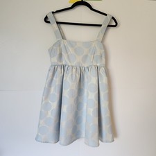 Forever 21 Blue Metallic Polka Dot Fit & Flare Dress Size Small | Party Mini Sle